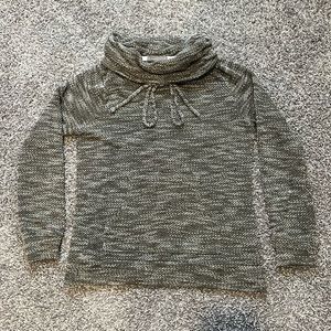 Olive and White Mock Turtle Neck Sweater